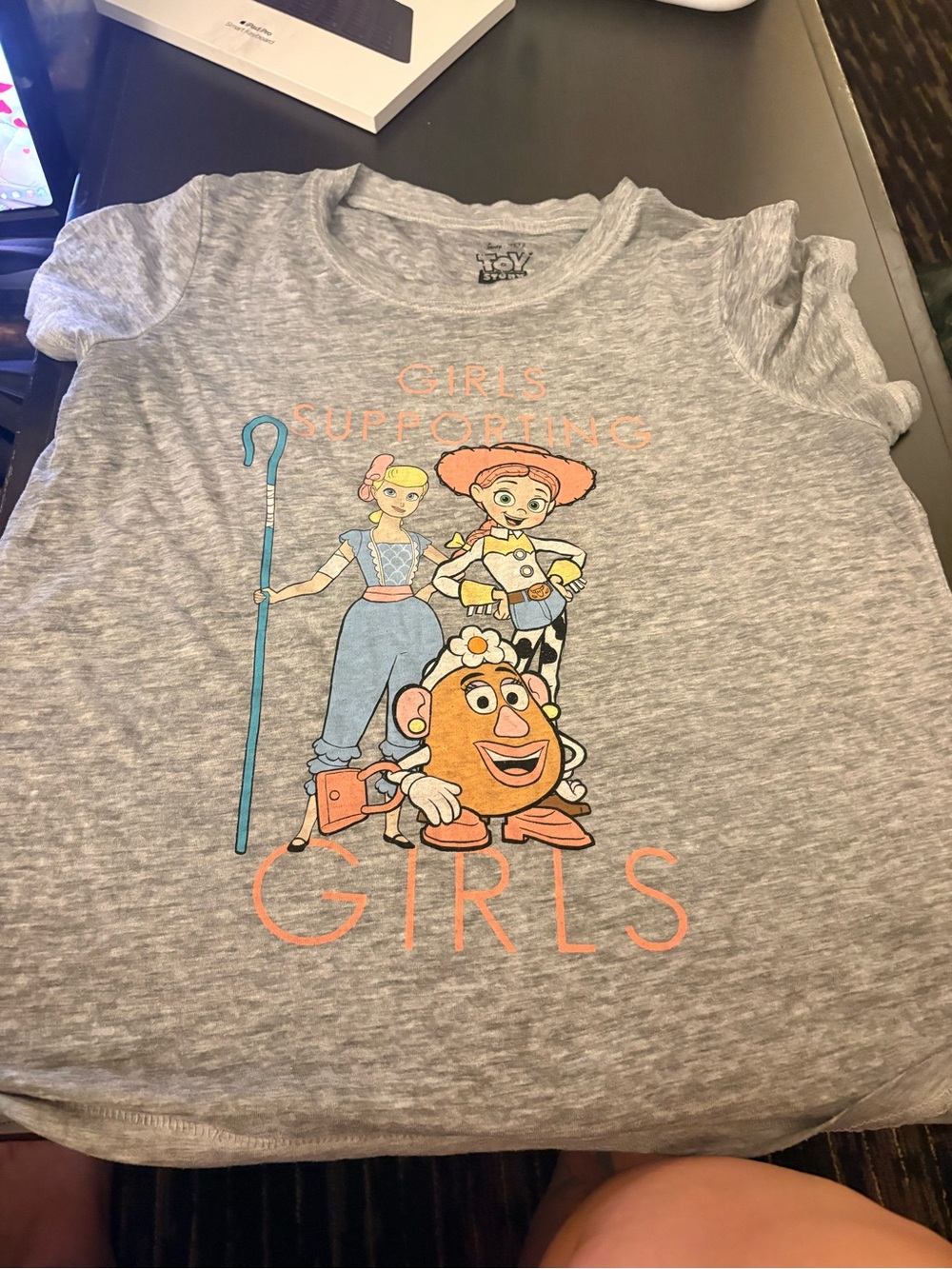 Disney Gray Girls Supporting Girls Short Sleeve Tee